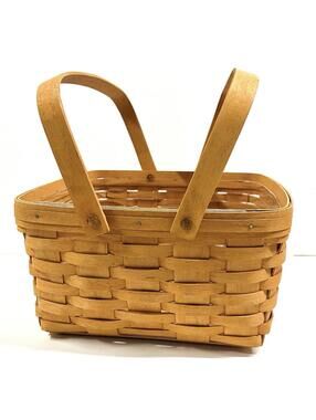 Longaberger Market Basket 12”x12”x6.5” VTG 1995 Swing Handle Plastic Protector